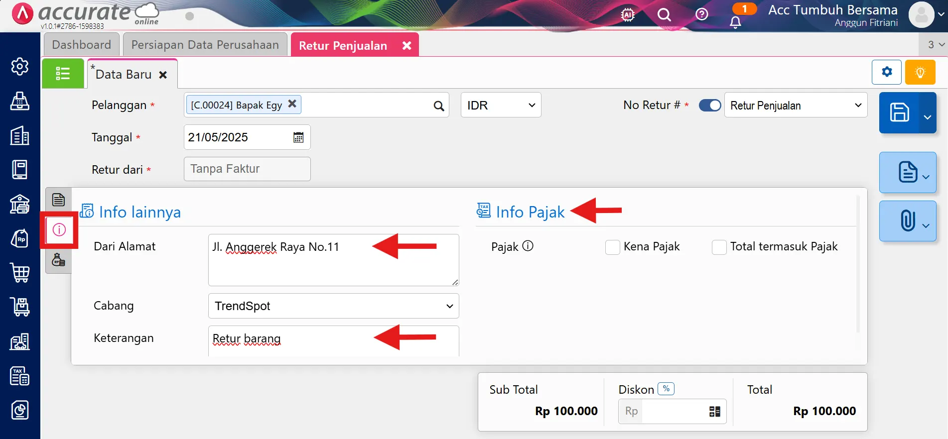 3 Retur penjualan tanpa faktur